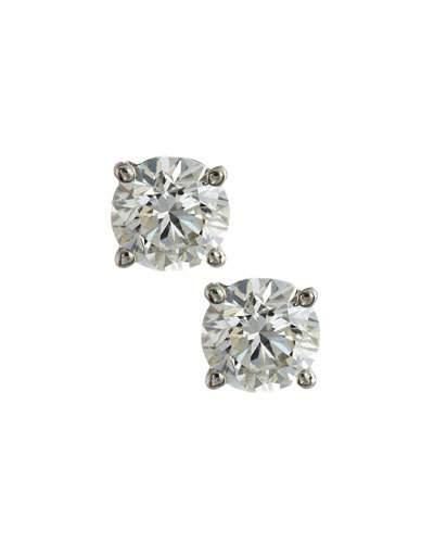 Platinum Round Diamond Stud Earrings,