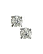 Platinum Round Diamond Stud Earrings,