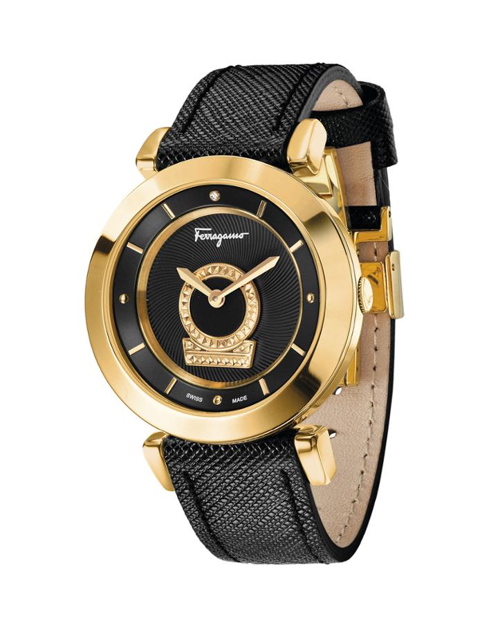36mm Minuetto Rose Gold Ip Gancio-dial Watch With Black
