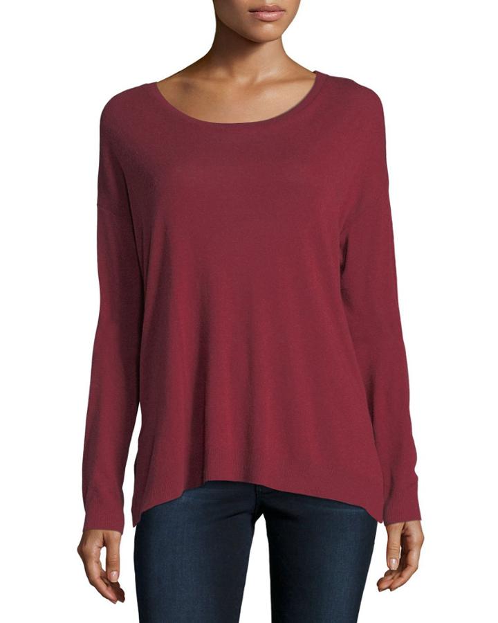 Cotton/cashmere Long-sleeve Crewneck T-shirt