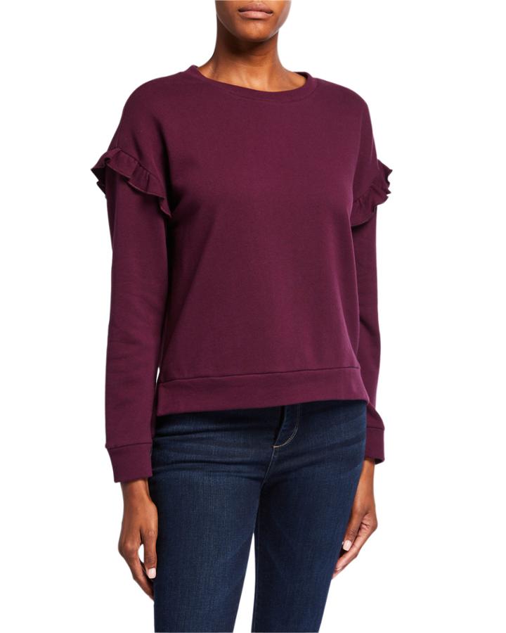 Ruffle-sleeve French Terry