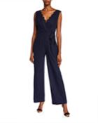 Scallop-neck Faux-wrap Jumpsuit