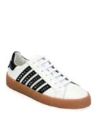 Men's Studded Side-stripe Leather Low-top