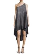 One-shoulder High-low Gown, Gray