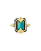 Old World Dulcinea Green Doublet Crivelli Diamond Ring,