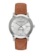 42mm Stainless Steel & Leather City Watch, Brown
