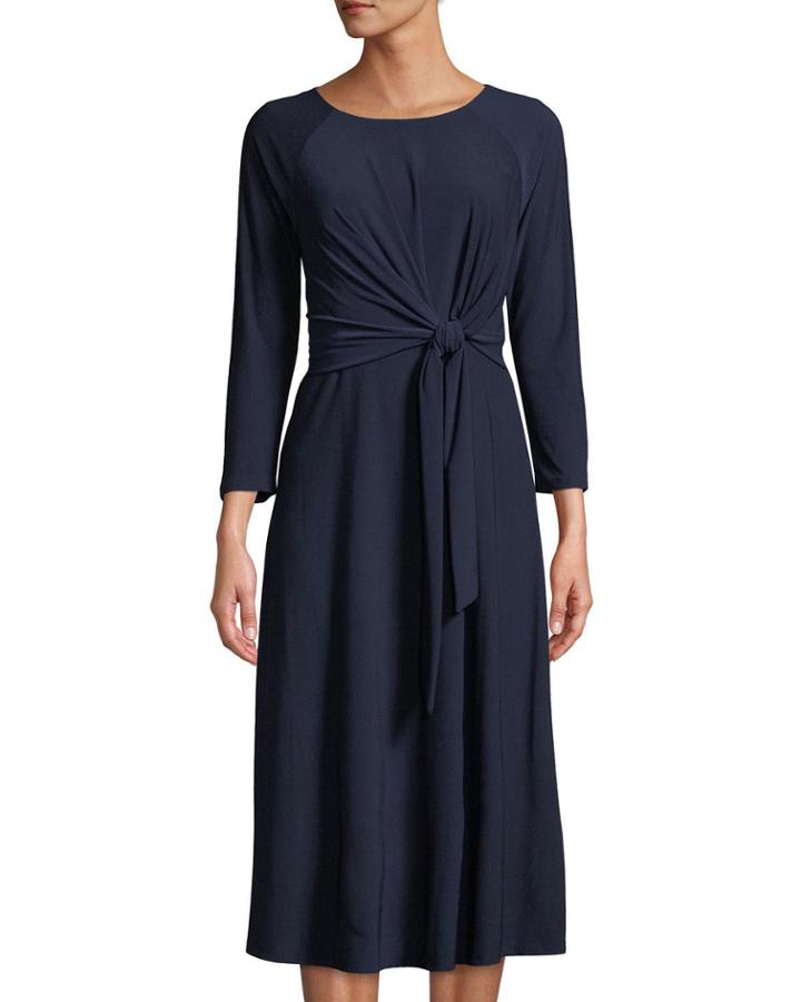 3/4-sleeve Tie-waist A-line Silhouette