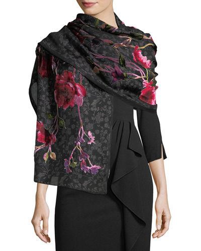 Roses Burnout Floral Pattern Wrap