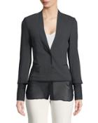 Crepe Layered Jacket With Chiffon Trim
