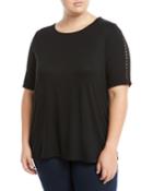 Boat-neck Braid-inset Tee,