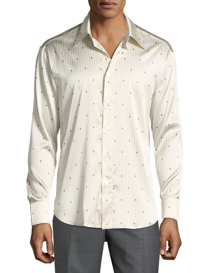 Men's Long-sleeve Dollar-sign Silk