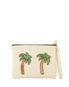 Vegan Palm Tree Clutch Bag, White