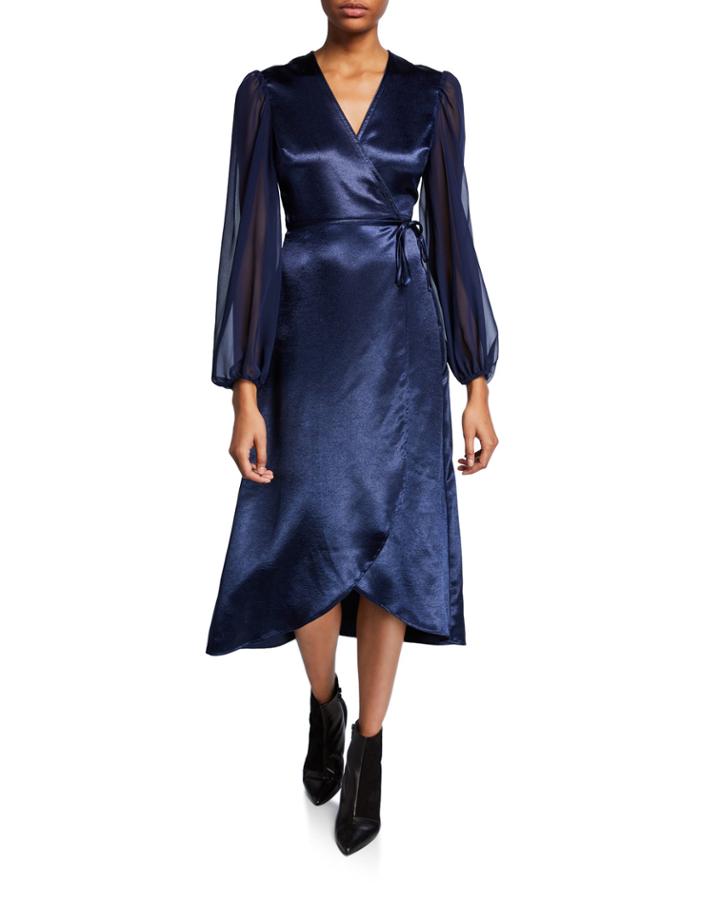 Wraparound Midi Dress With Long