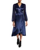Wraparound Midi Dress With Long