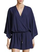 3/4-sleeve Jersey Romper, Navy