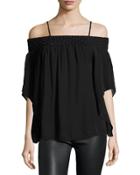 Meilani Embellished Off-the-shoulder Silk Blouse, Black