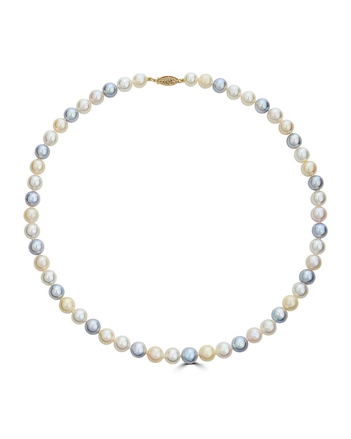 14k Yellow Gold Akoya Multi-pearl Necklace,