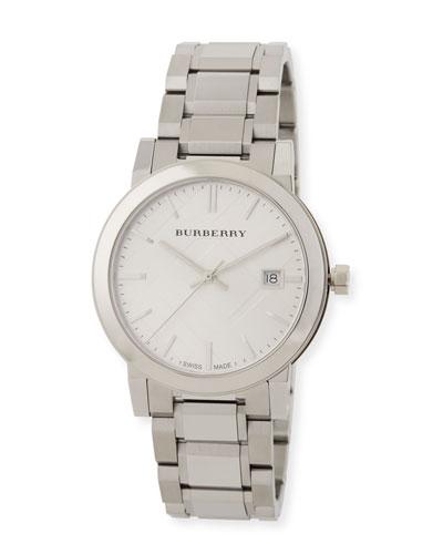 Men's Polished Check Sunray Bracelet Watch