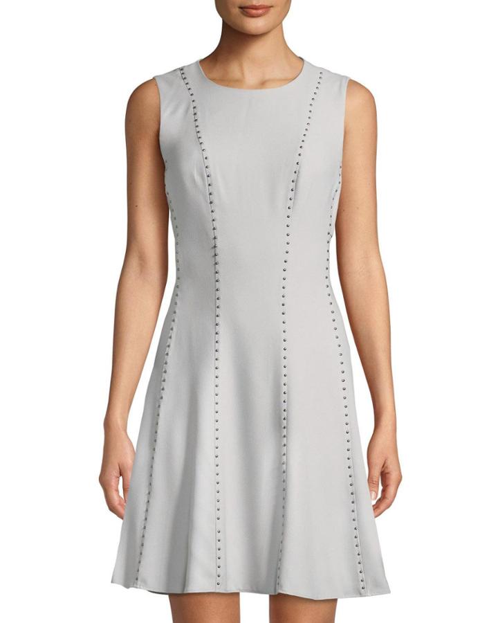 Studded Sleeveless A-line Dress