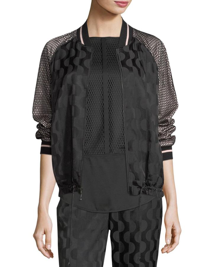 Cotton-blend Charmeuse Zip-front Jacket