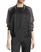 Cotton-blend Charmeuse Zip-front Jacket