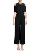 Cold-shoulder Cape-front Jumpsuit