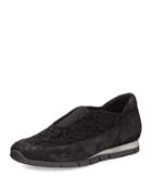 Celia Slip-on Suede Trainer, Black/silver