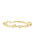18k Gold Diamond Leaf & Vine Bangle Bracelet