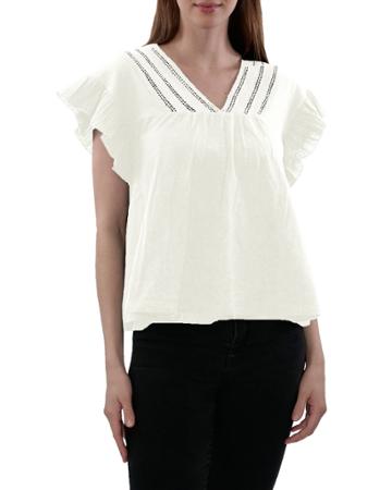 Knit Top With Embroidery And Ruffle