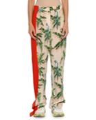 Birds Of Paradise Print Wide-leg Lounge Pants W/