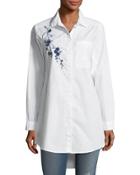 Embroidered Button-up Top
