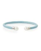 Nautical Leather & Pearl Bangle Bracelet, Blue