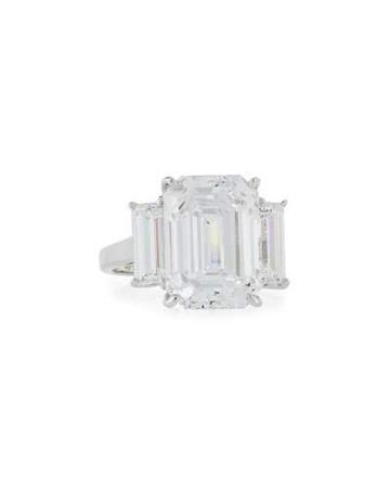Emerald-cut Cz Ring W/ Baguettes