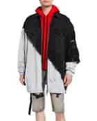Men's Hybrid Denim-nylon Zip-front Jacket