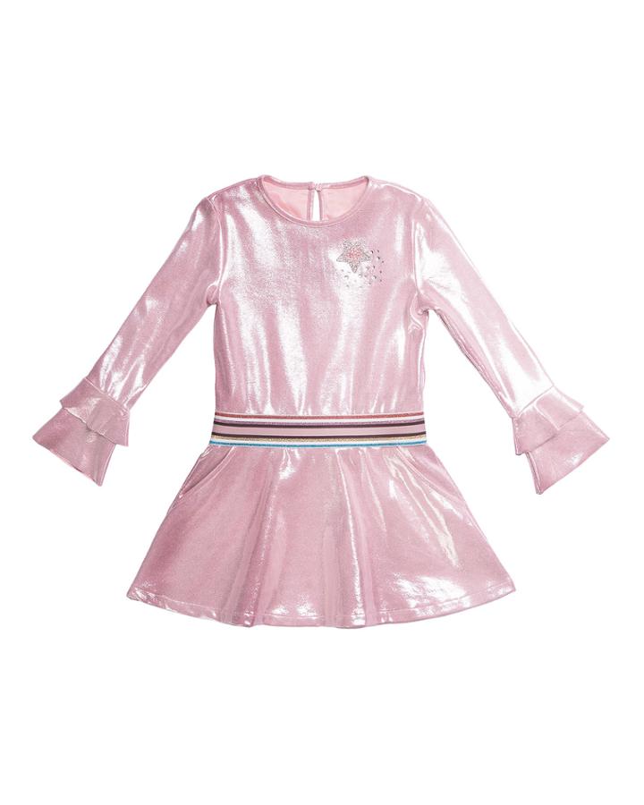 Long-sleeve Metallic Faux Suede Dress,