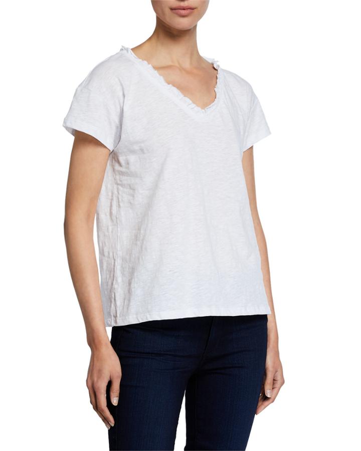 Ruffle-trim V-neck