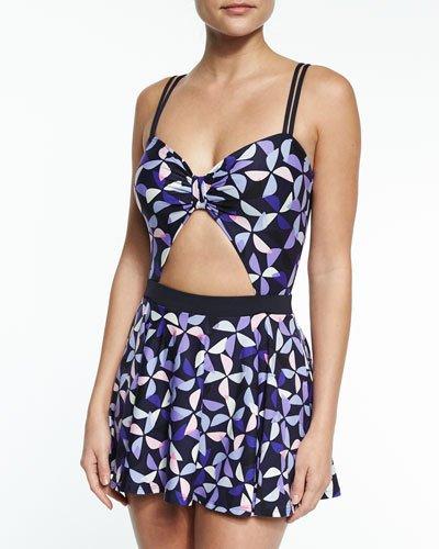 Spinner Cutout One-piece Swimdress,