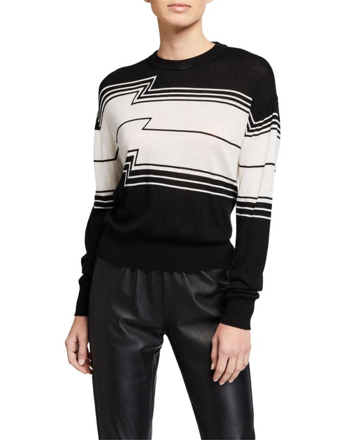 Zigzag-stripe Wool/silk Knit Pullover