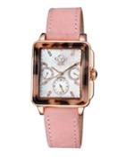 Bari Limited Edition Diamond Leather Strap Watch, Pink