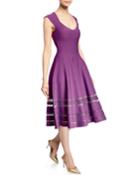 Sweetheart-neck Circular Knit Dress