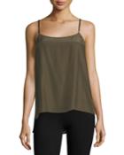 Scoop-neck Satin Camisole W/ Velvet