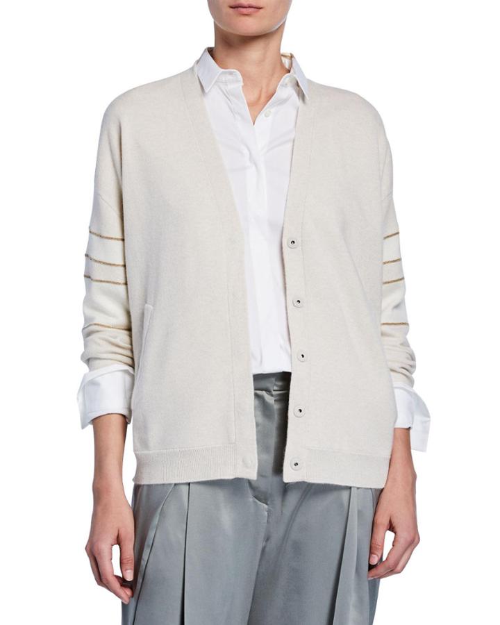 Cashmere Snap-button Embellished Cardigan