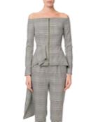 Endfield Glen-check Off-the-shoulder Dress-back Blouse