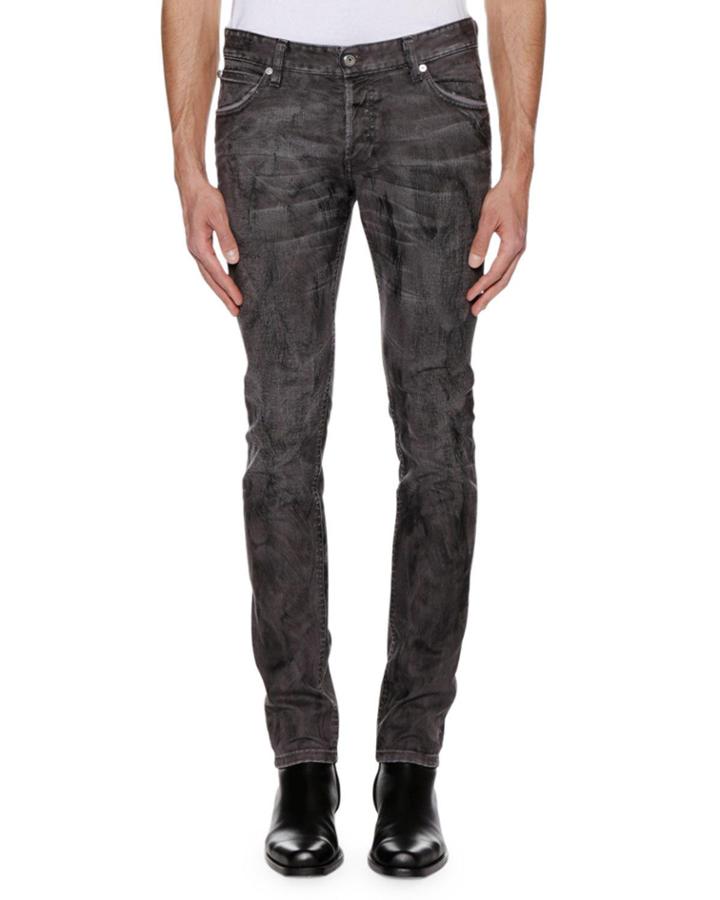 Men's Distressed Gray-wash Jeans