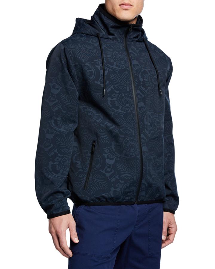 Men's Tonal Floral-print Zip-front Jacket