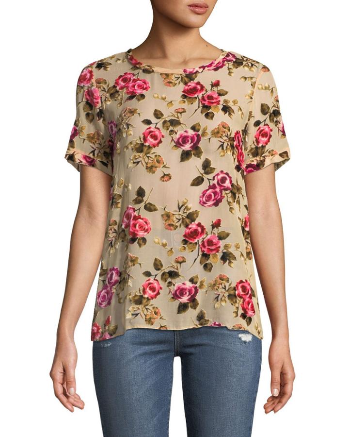 Piera Crewneck Slouchy Floral-devore Tee