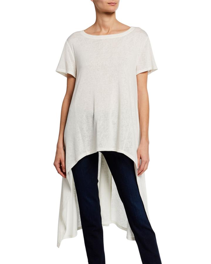 Boat-neck Short-sleeve High-low