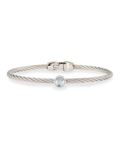 Blue Topaz Single-station Bangle Bracelet