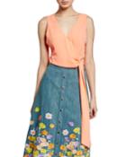 Azzie Asymmetric Sleeveless Wrap Crop Top
