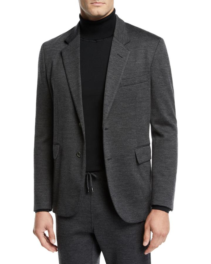 Men's Heathered Jersey Two-button Jacket